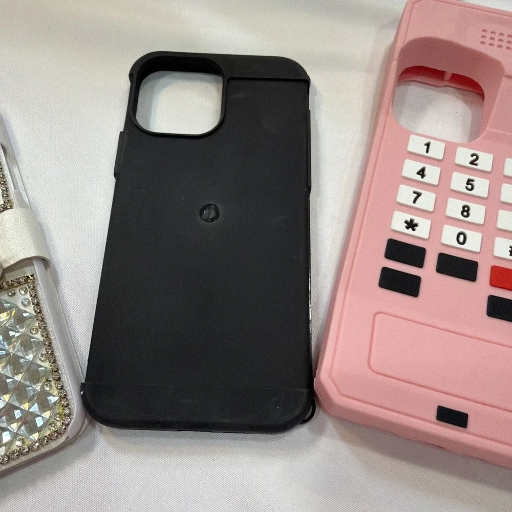 Pink Silicone Telephone iPhone Case Fitting 14 Plus,‎ 15 Plus, 12 Max And 13 Pro